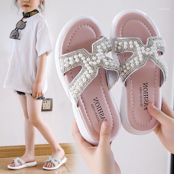 

children's slippers 2021 summer girls sandals baby rhinestone princess open toe non-slip kids beach shoes1, Black;red