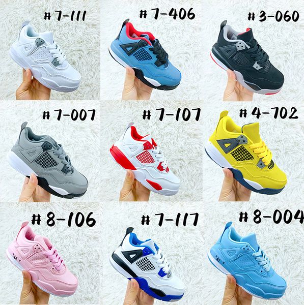 

children 4 4s basketball shoes boys girls black cat university blue white oreo bred trainers pure money metallic purple orange kids designer