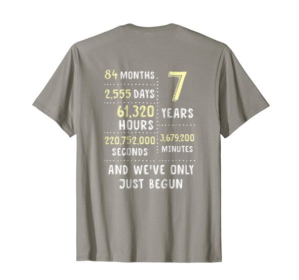 

7 years anniversary t-shirt gift for her or him, White;black