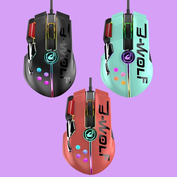 

gaming mouses 11 buttons detachable rocker 6 gears 12000 dpi adjustable cool rgb backlight ergonomic wired mices mice