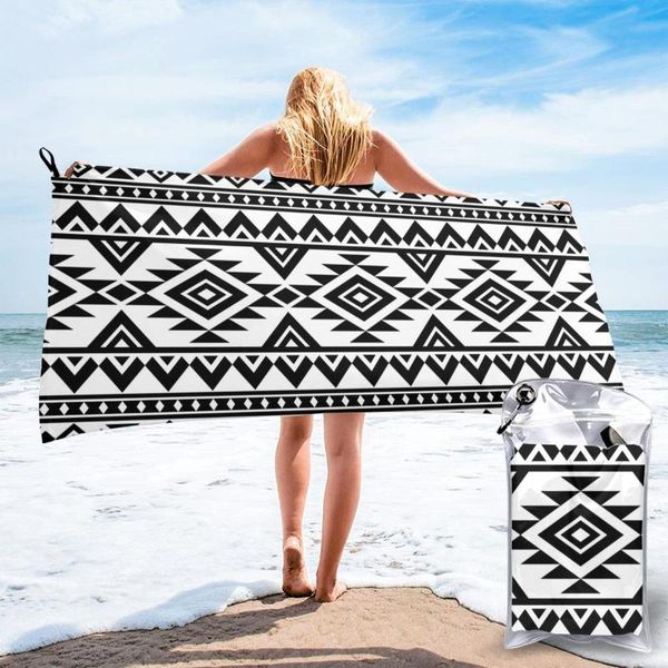 

towel quick drying black and white tribal pattern microfiber camping hiking hand face outdoor travel kits
