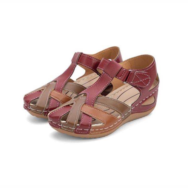 

summer style women's foreign trade shoes, round toe wedges with cross buckle sandals, european and american sandals, Black