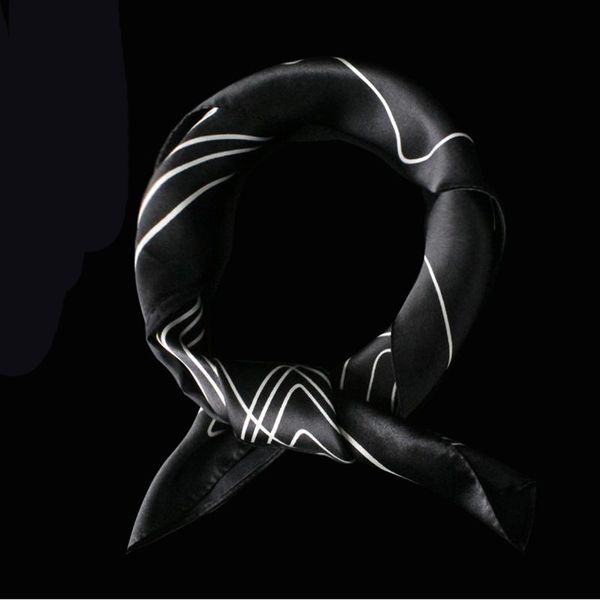 

brand new square silk scarf for men fashion luxury print neck scarfs band foulard hand kercief female bandana shawl, Black;gray