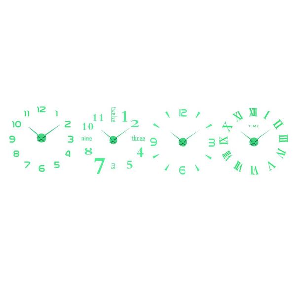 

modern night light wall clock, silent non ticking quartz large clocks