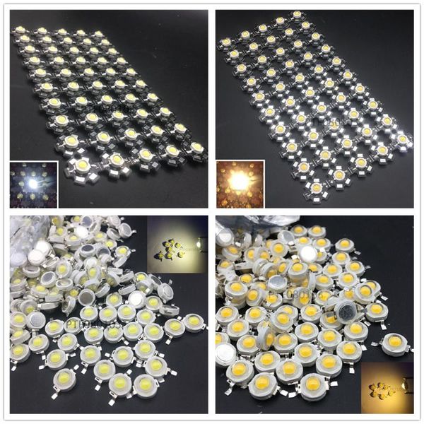 Işık boncukları 50pcs 100pcs 1W 3W Yüksek Güçlü Serin Beyaz 6000-6500K LED ampul lambası 20mm yıldızlı PCB