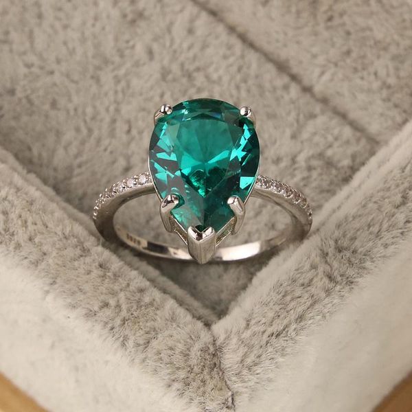 

cluster rings emerald diamond simple ring 925 sterling silver advanced wedding jewelry, Golden;silver