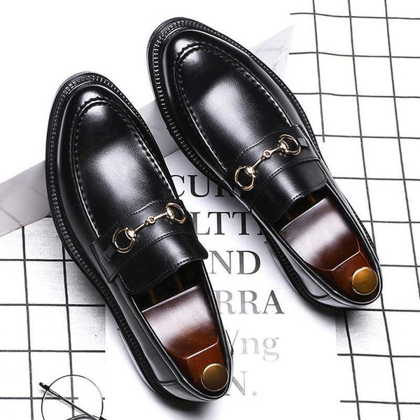 

korean version versatile fashion pointed casual leather sho cover foot busins lazy men's single shoe model 85136-g