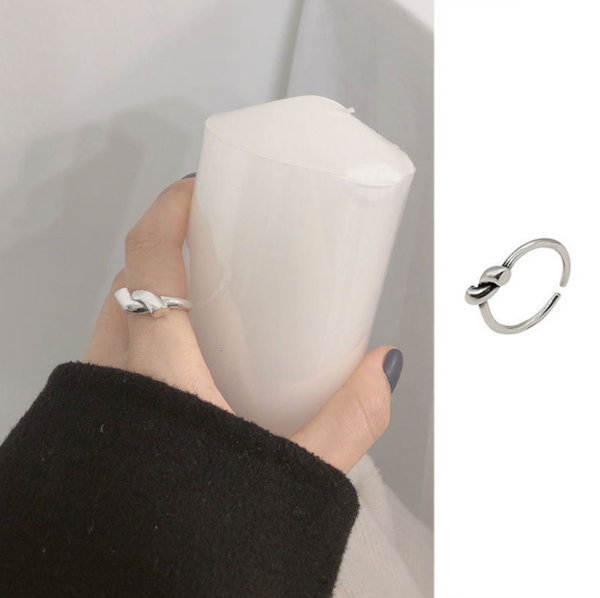 

silver ins knot knotted simple wild ring female line interweaving adjustable student hand jewelry cluster rings, Golden;silver