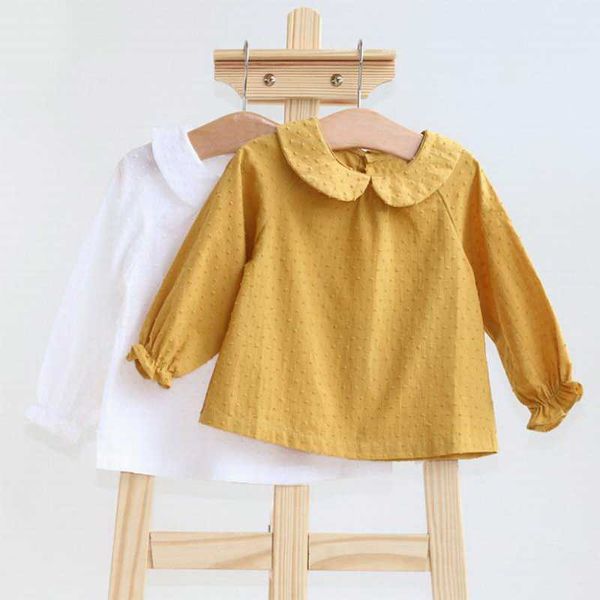 

baby girl shirts cotton long sleeve soft born undershirts back buttons clothes 0-3y e8720 210610, White;black