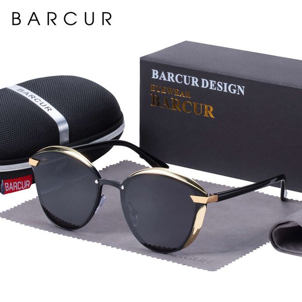 

2021 luxury designer sunglasses barcur fashion polarized women glasses around sun glass ladies lunette the solemn femme, White;black