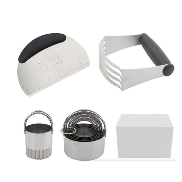 

baking moulds biscuit cutter set stainless steel pastry cutters 5 round cookie with handle dough blender utensils