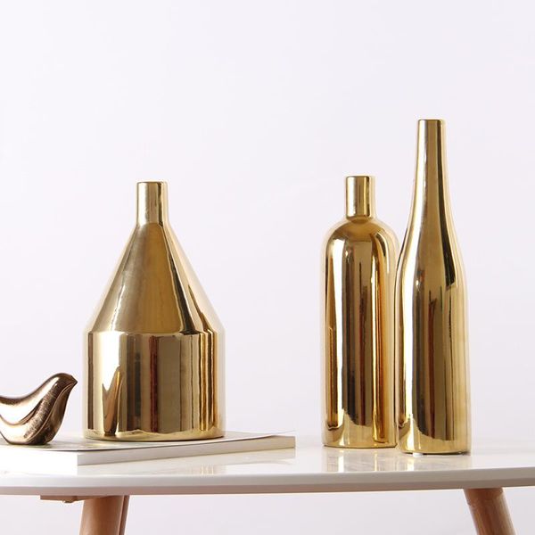 

vases golden electroplating ceramic vase spherical home decoration accessories wedding flower insert interior decor