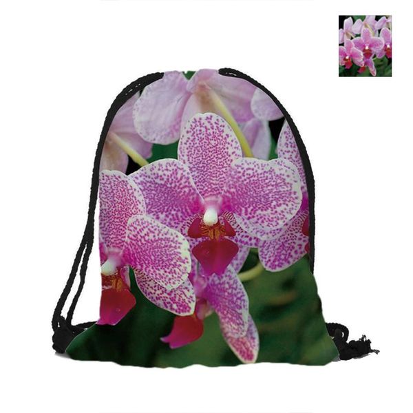 

backpack phalaenopsis printing drawstring fashion polyester bags for women men child pouch backpacks travel shopping