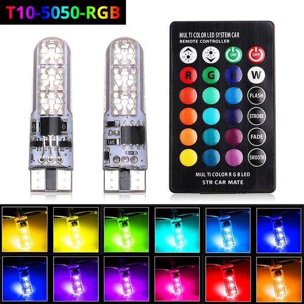 

emergency lights car auto width lamps with usb wireless remote colorful gradual changes t10--6smd silicone rgb led signal lamp