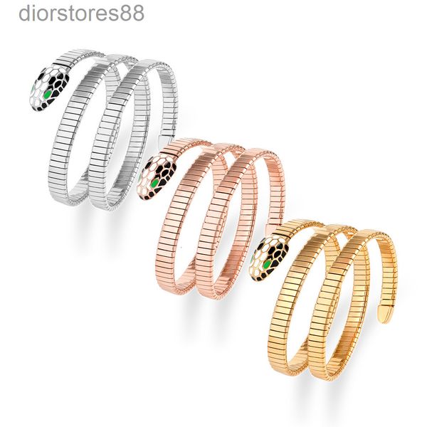 

bangles bracelet popular jewelry gold plated stainless steel snake titanium spring, Black