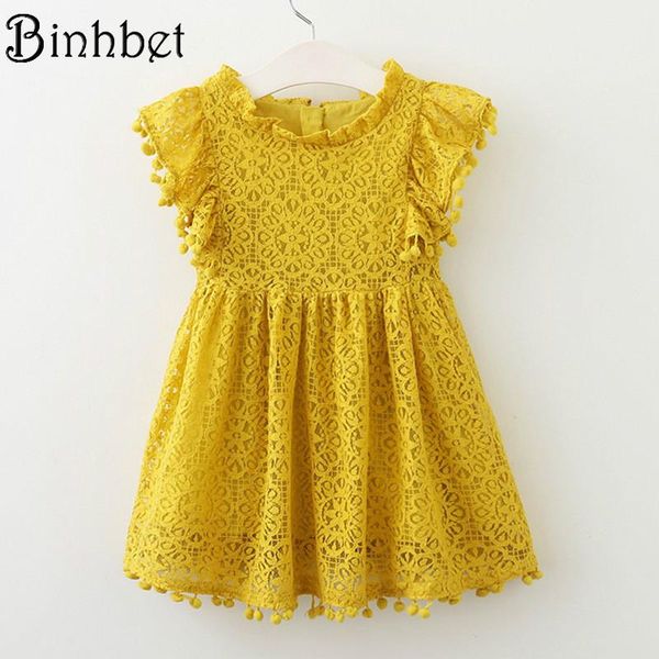

girl's dresses binhbet 2021 girls dress summer sleeveless lace party princess teenage clothing baby, Red;yellow