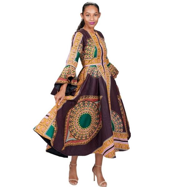 

ethnic clothing 2021 s african dresses for women autumn winter dashiki clothes full sleeve v-neck plus size ladies robe africaine, Red
