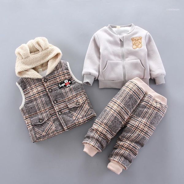 

clothing sets warm winter sports set children's suits boys and girls coat+vest pants 3 pieces kids clothes1, White
