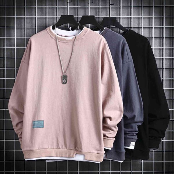 

spring and round neck sweater men's long sleeve versatile men, Black