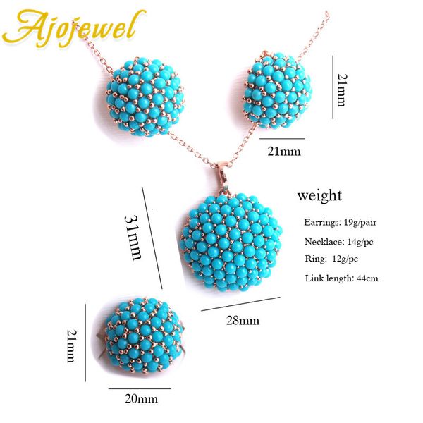 

jewelry sets ajojewel new blue hydrangea flower for women ladies beautiful resin earrings pendant necklace ring size 7,8,9, Black