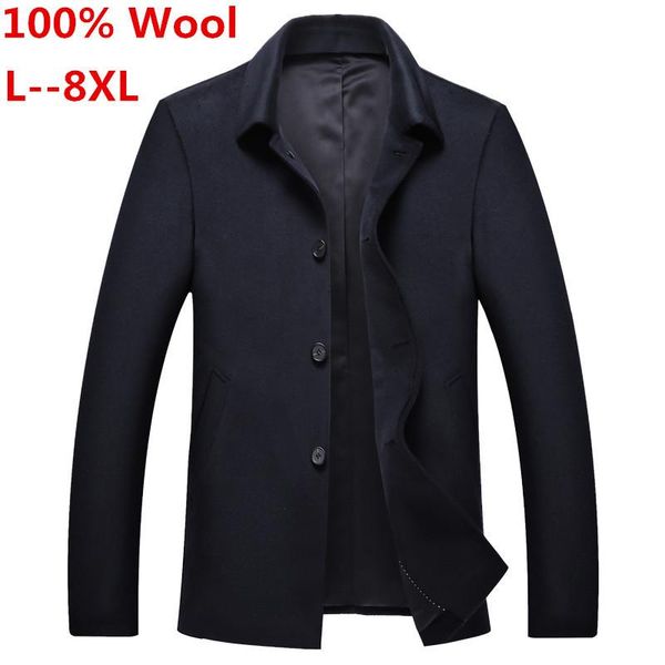 

men's jackets 8xl 6xl 5xl 4xl winter wool jacket high-quality coat casual business men trench scarf collar overcoat, Black;brown