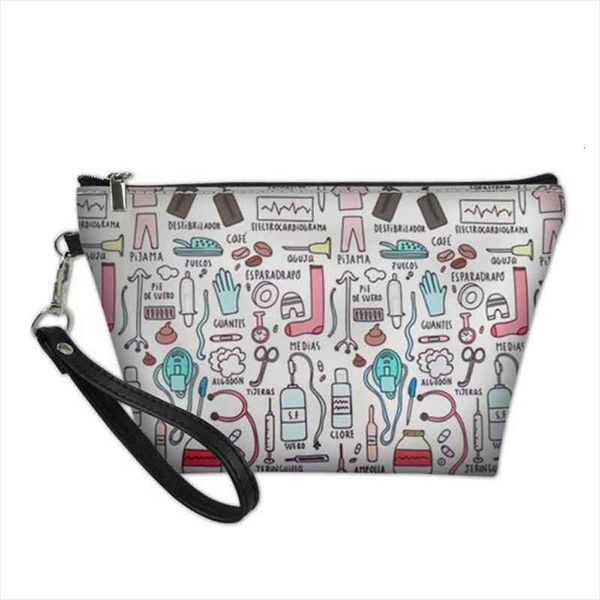 

casual women big make cosmetic bags up case makeup cute nurse 3d print female travel fashion pu leather