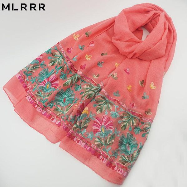 

scarves mlrrr embroidered flowers long women's scarf, Blue;gray