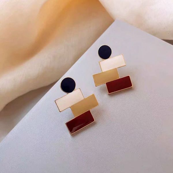 

70%off korean new french irregular colorful contrast female s925 silver needle geometric square earrings