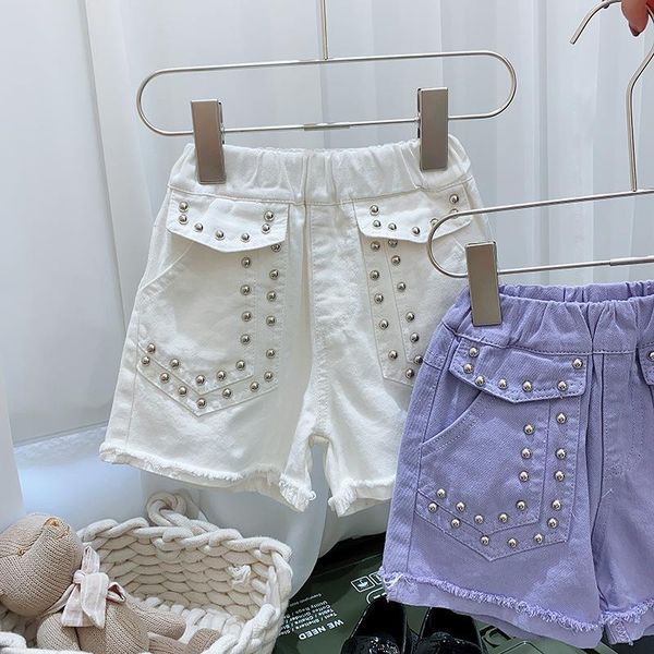

style girls beaded denim shorts summer fashion kids clothes 3-8 years, Black