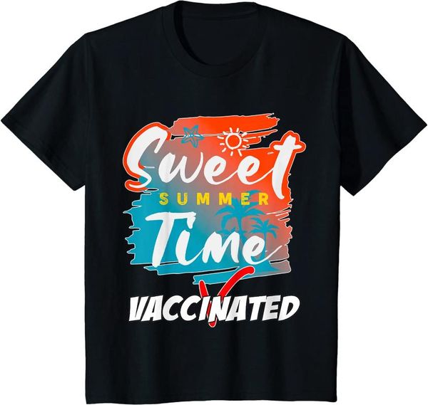

men's t-shirts retro summer sweet vacation time tropical beach vaccinated t-shirt. cotton o-neck short sleeve mens t shirt s-3xl, White;black