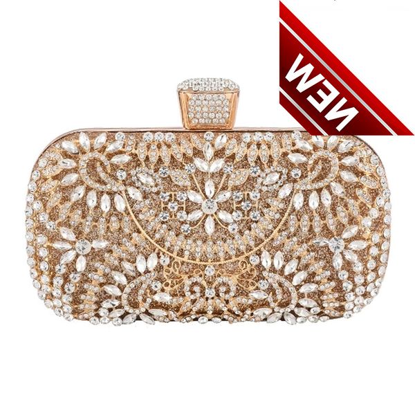 

diamond evening for women wedding golden clutch purse chain shoulder bag small party handbag with metal handle zd1397