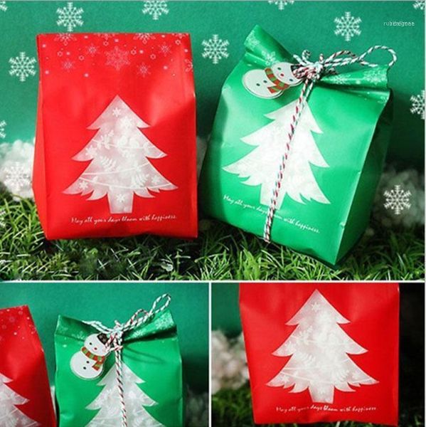 

christmas decorations 50pcs candy bag gift merry tree snowflake plastic party decoration supplies1