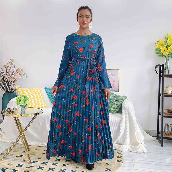 

dress dressed in an arab ethnic floral belt maxi women's clothing autumn 2021 plied neck sleeve, Black;gray