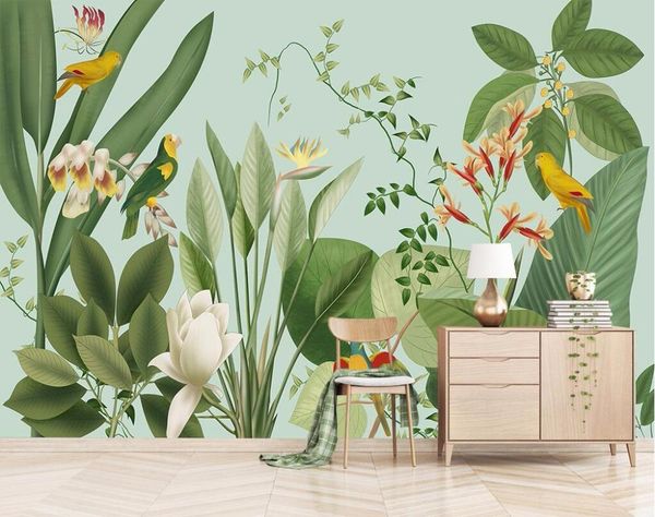 

wallpapers cjsir custom wallpaper nordic leaves background wall living room bedroom tv home decor 3d
