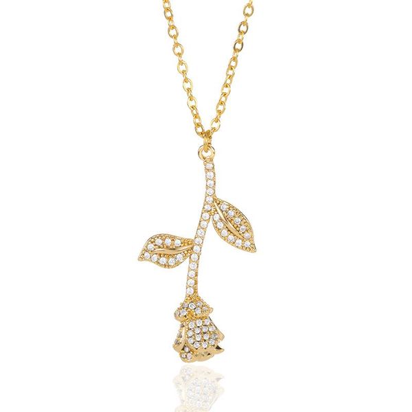 

pendant necklaces crystal rose flower pendants for women wedding jewelry couple necklace accessories bijoux femme, Silver