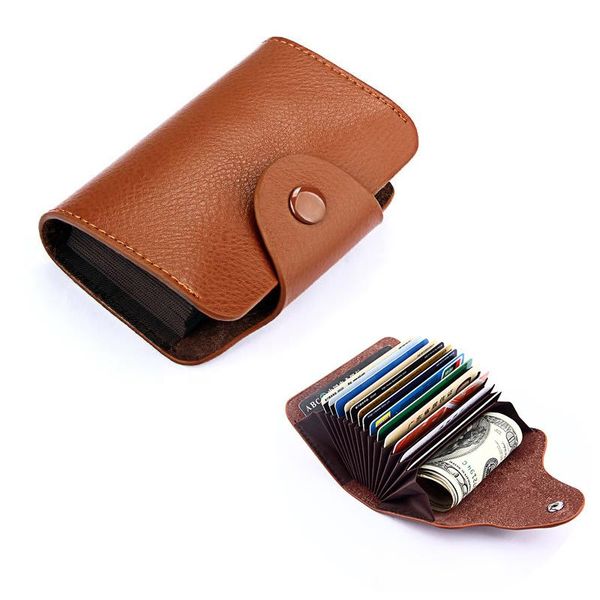 

card holders genuine leather men women business holder wallet bank case id purse, Brown;gray