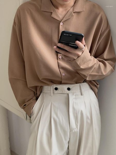 

men's casual shirts suit collar lining loose coats long sleeve slim fit shirt french cuff mens fashion 6 color vintage streetwear, White;black