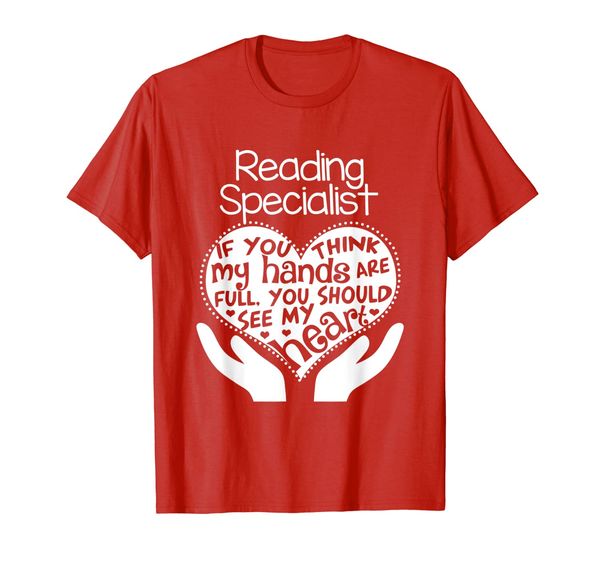 

reading specialist teacher t shirt heart hands school gift, White;black
