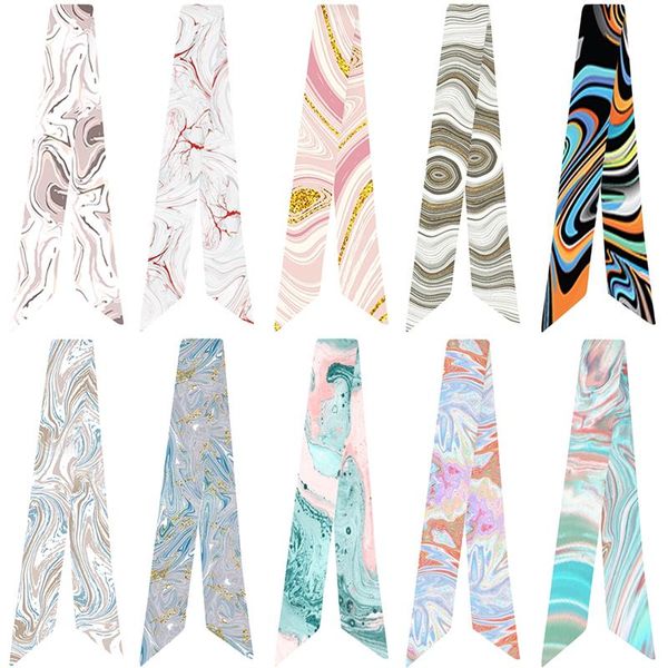 

scarves imixlot 2021 charm elegant geometric small chiffon colorful printed scarf women simple fashion multifunctional decoration, Blue;gray