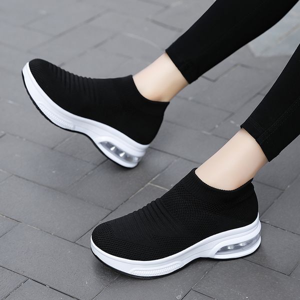 En Kaliteli Kadın Örgü Nefes Ayakkabı Öğrenci Rahat Kadınlar Beyaz Mor Siyah Pembe Hafif Yastık Koşu Yumuşak Alt Çorap