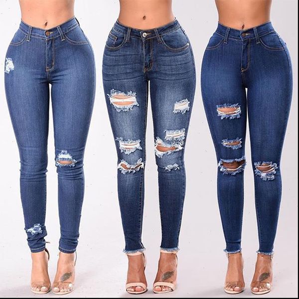 

womens jean spring fashion high waist mom jeans female ripped for women black denim woman plus size pencil pants, Blue