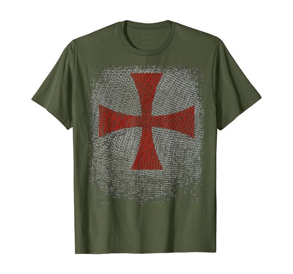 

knight templar cross t-shirt - crusader chain armor, White;black