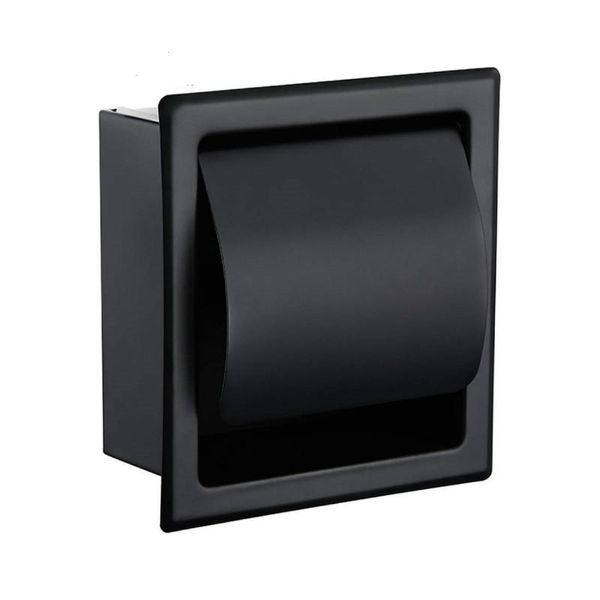 Черный утопленный держатель бумаги Toileissue Все металлоконструкцию 304 из нержавеющей стали двойной стены ванной комнаты ванной комнаты