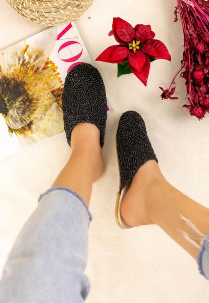 

sultan naida textile lace slip on sandals ladies flats black slides female mules summer fashion slippers shoes for women 2021