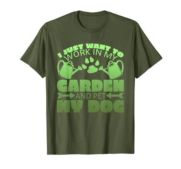 

i just want to work in my garden and pet my dog gift t-shirt, White;black