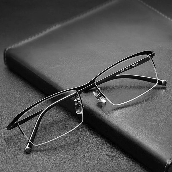 

fashion sunglasses frames arrival ultralight non-magnetic metal frame eyewear half rim men business style browline selling, Black