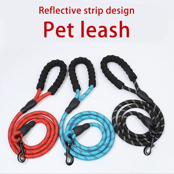 

dog collars & leashes reflective traction rope for cat noctilucent nylon durable adjustable pets cord large dogs pet accessories harness