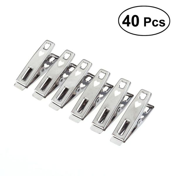

40pcs stainless steel clothes pegs metal clips socks multifunctional clothing clamps (love heart type) & wardrobe storage