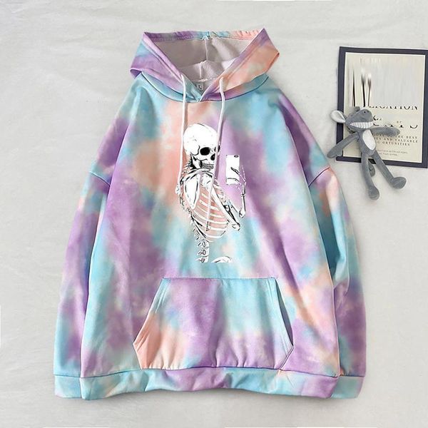 

women's hoodies & sweatshirts women tie-dye print sweatshirt casual long sleeve ladies oversized streetwear, Black