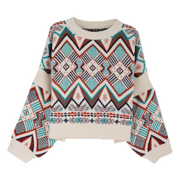 

women's sweaters round neck autumn and winter korean national style sweater loose thick knit low waist jersey long sleeve fashion, White;black